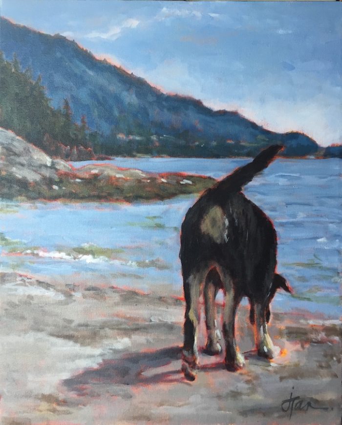 Original Art for sale: Happy beach dog